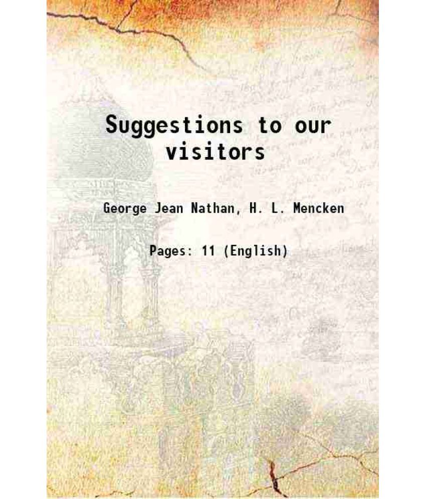     			Suggestions to our visitors 1922 [Hardcover]