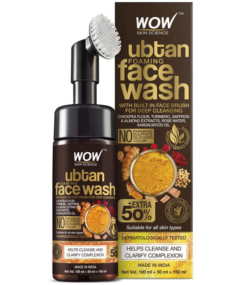     			WOW Skin Science Ubtan Foaming Face Wash with Built-In Face Brush for deep cleansing No Parabens, Sulphate, Silicones & Color - 100mL