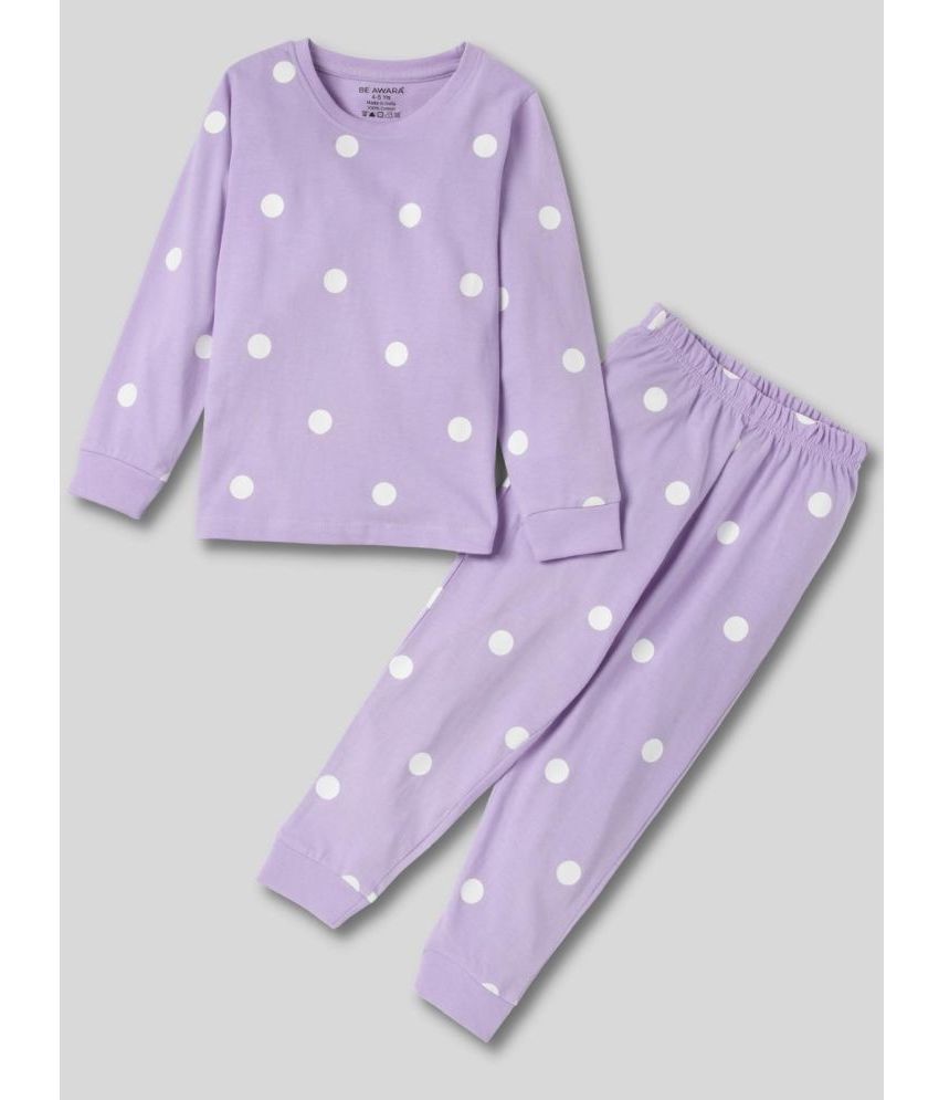     			Be Awara - Purple Cotton Baby Girl Sweatshirt & Jogger Set ( Pack of 1 )