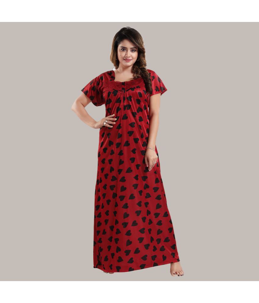     			Gutthi - Red Satin Women's Nightwear Nighty & Night Gowns ( Pack of 1 )