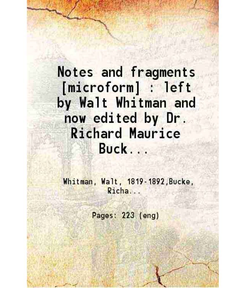     			Notes and fragments 1899 [Hardcover]