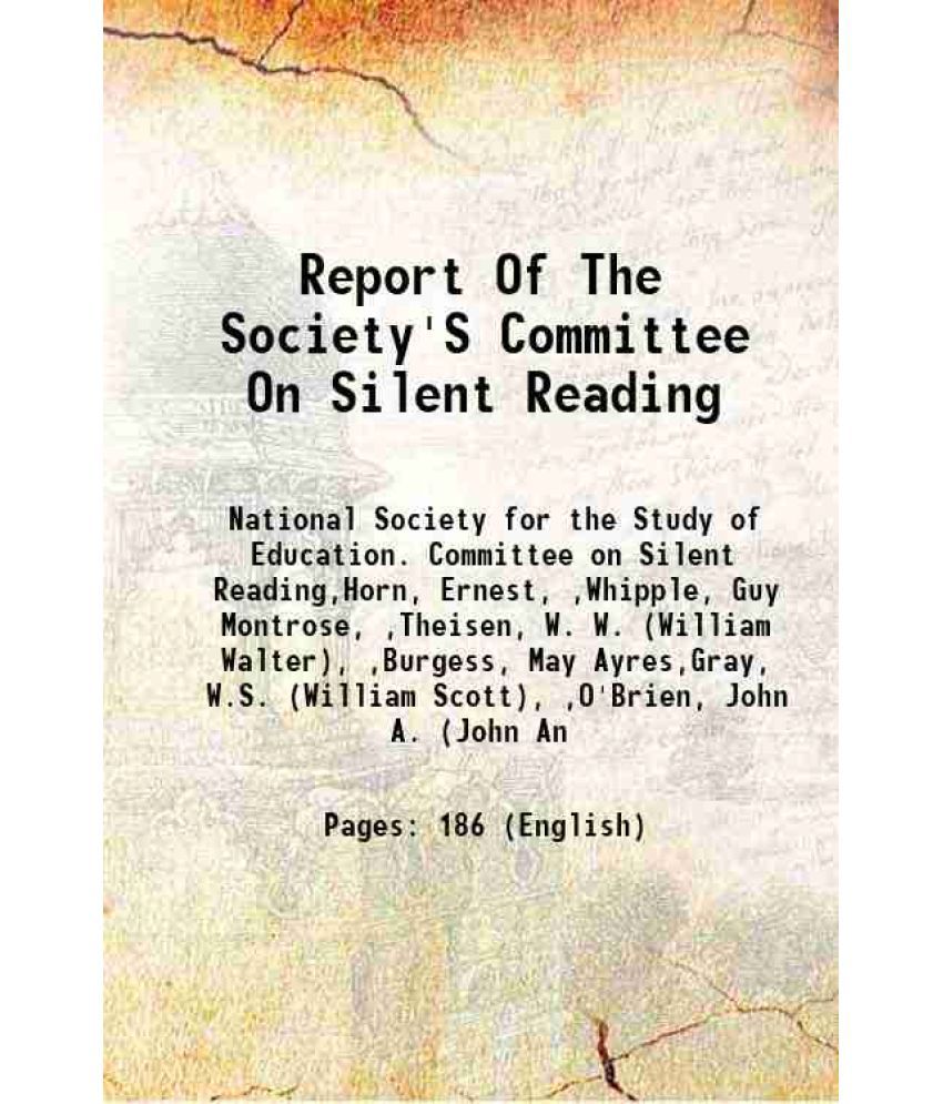     			Report Of The Society'S Committee On Silent Reading 1921 [Hardcover]