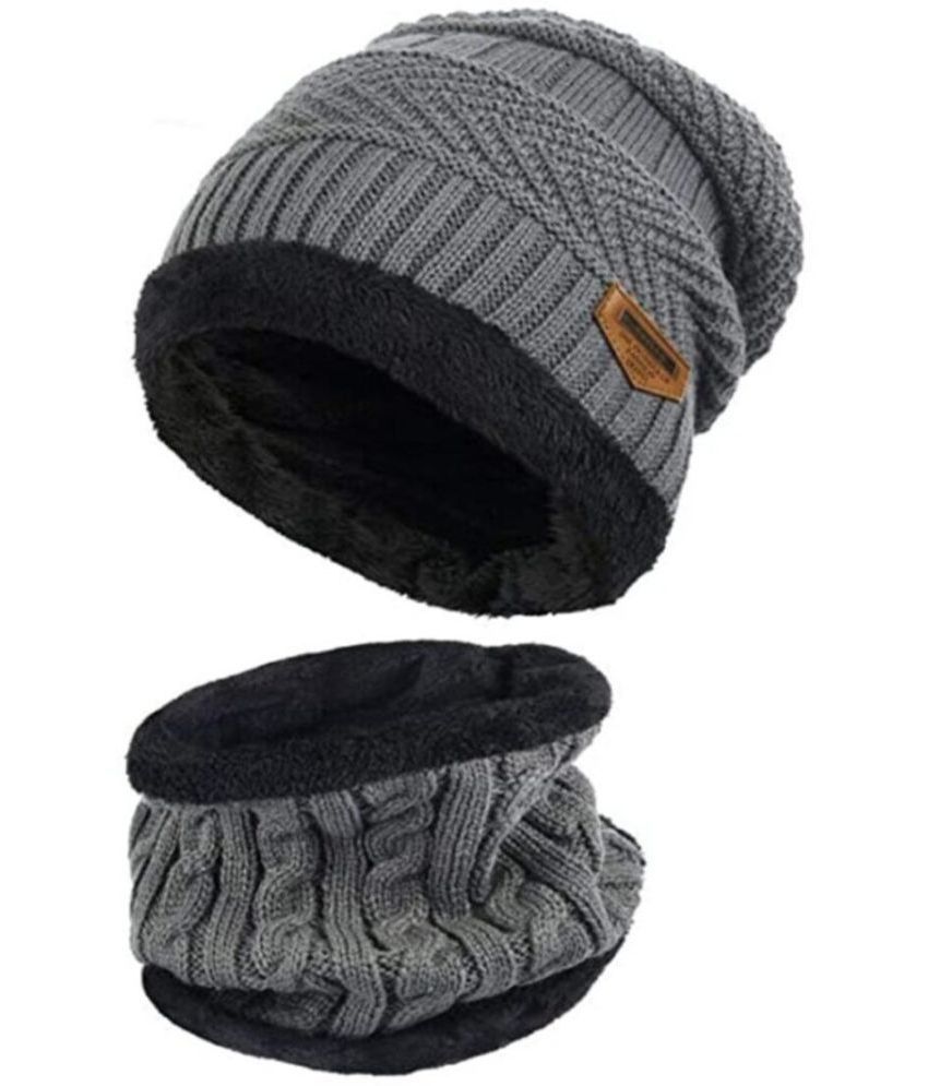     			Ark Zamara private limited - Gray Woollen Men's Cap ( Pack of 2 )