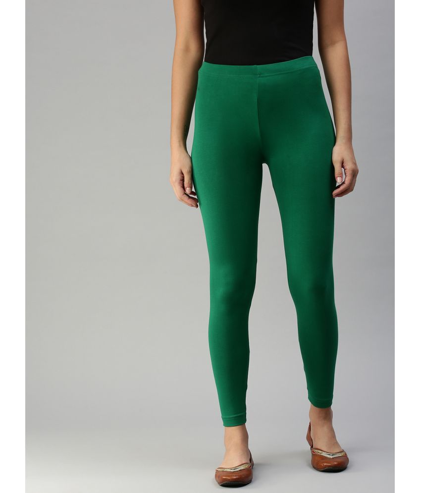     			De Moza - Green Cotton Women's Leggings ( Pack of 1 )