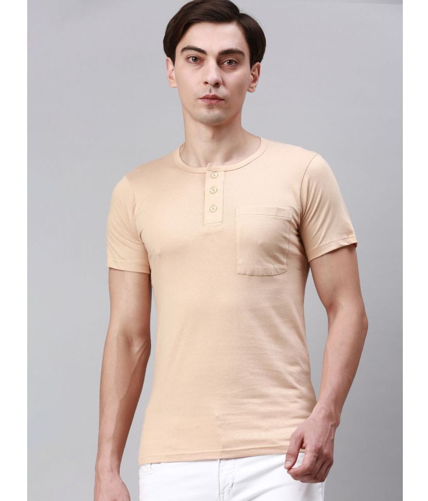     			Lux Cozi - Beige Cotton Regular Fit Men's T-Shirt ( Pack of 1 )