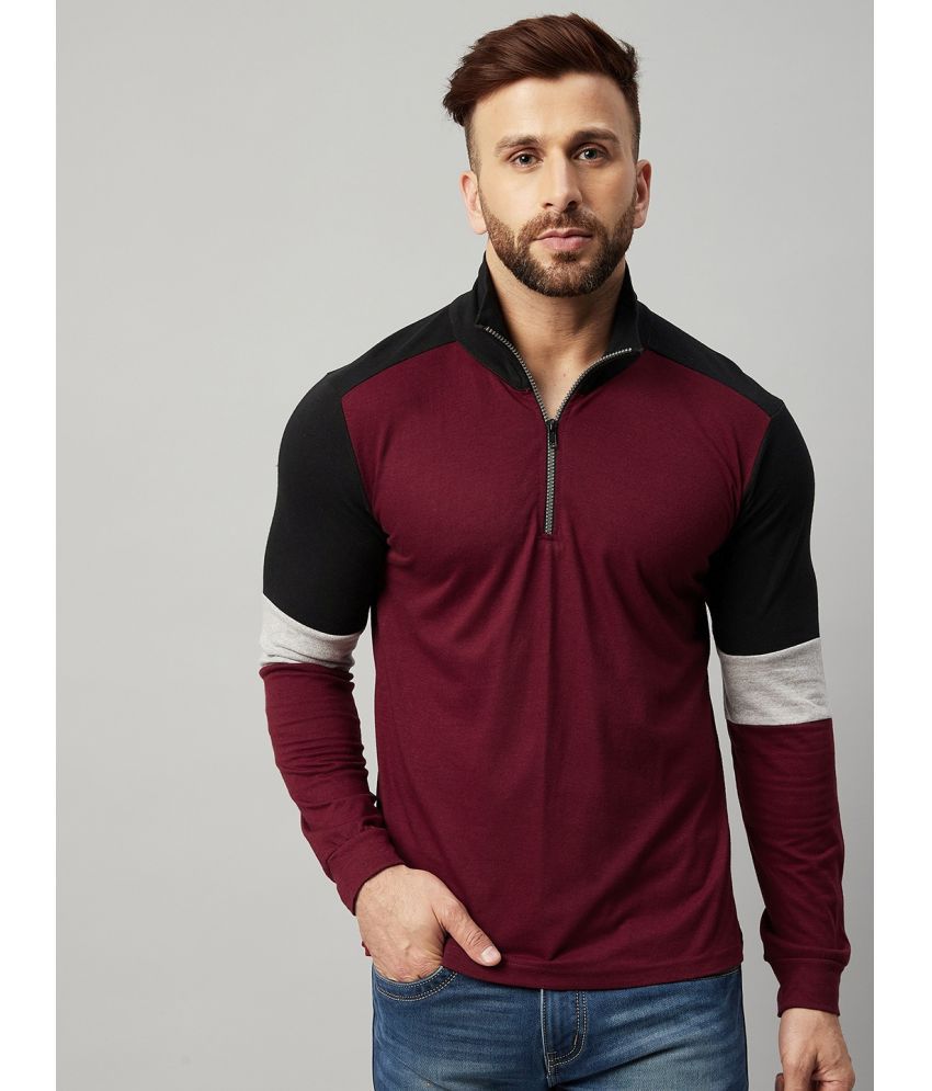 Gritstones - Maroon Cotton Blend Regular Fit Men's Polo T Shirt ( Pack of 1 )