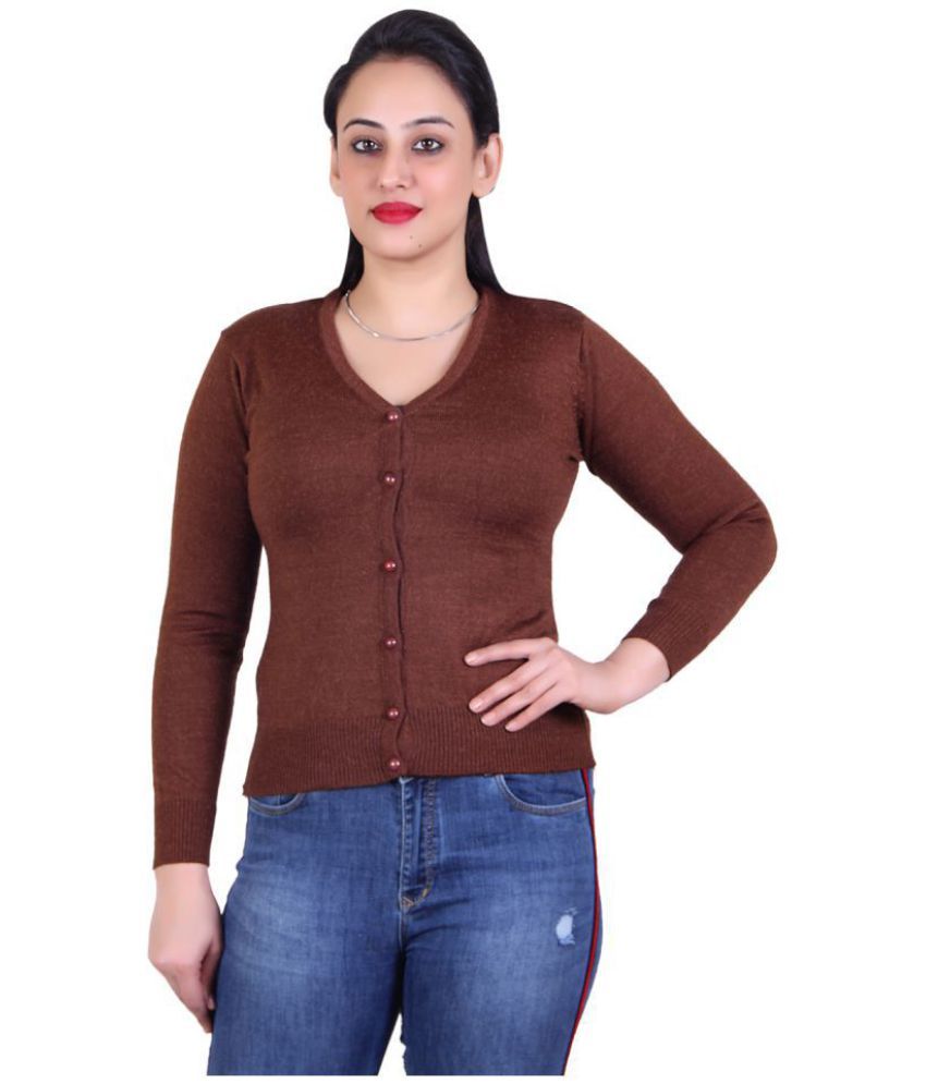     			Ogarti Acrylic Rust Buttoned Cardigans - Single