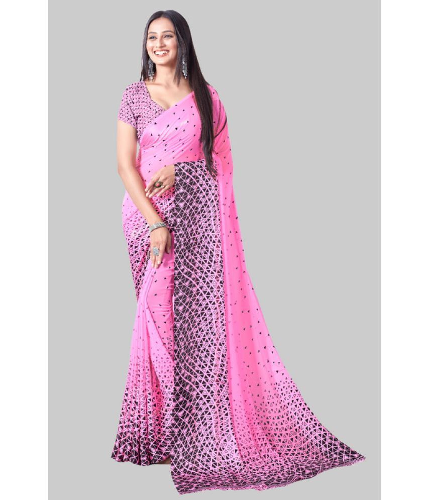     			Sanjana Silks - Pink Georgette Saree With Blouse Piece ( Pack of 1 )