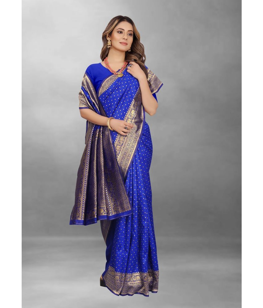     			Gazal Fashions - Blue Banarasi Silk Saree With Blouse Piece ( Pack of 1 )