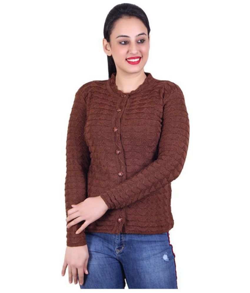     			Ogarti Acrylic Brown Buttoned Cardigans - Single