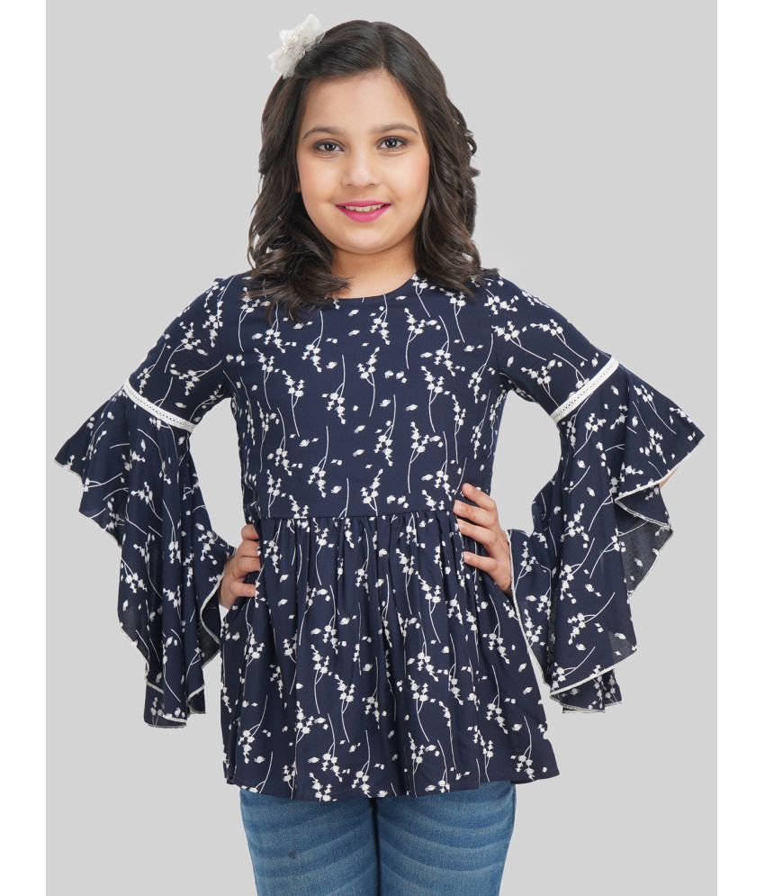     			Being Naughty - Navy Blue Rayon Girls Top ( Pack of 1 )