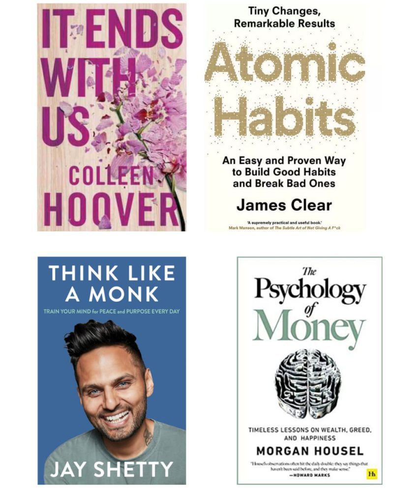     			(Combo of 4 Books ) It ends with us & Atomic Habit & Think like monk & The psychology of money ( Paperback )