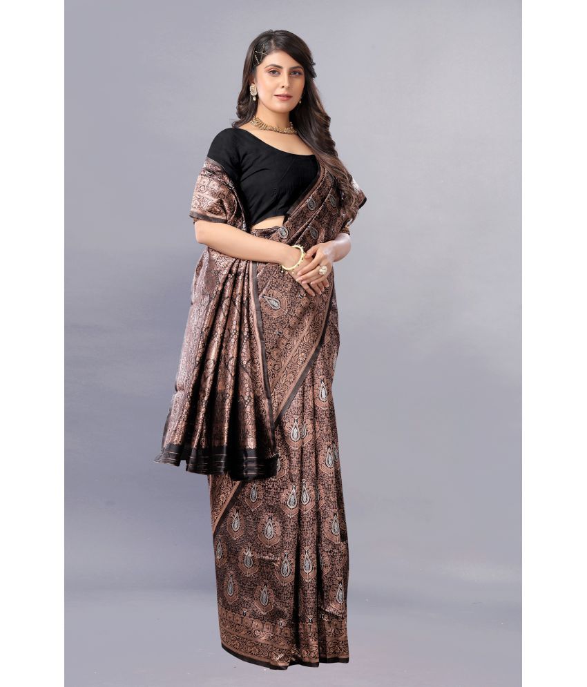     			Gazal Fashions - Black Banarasi Silk Saree With Blouse Piece ( Pack of 1 )