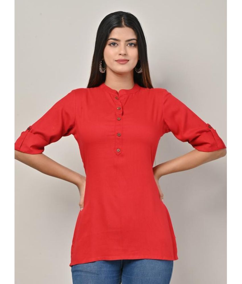     			Swasti - Red Rayon Women's Straight Kurti ( Pack of 1 )