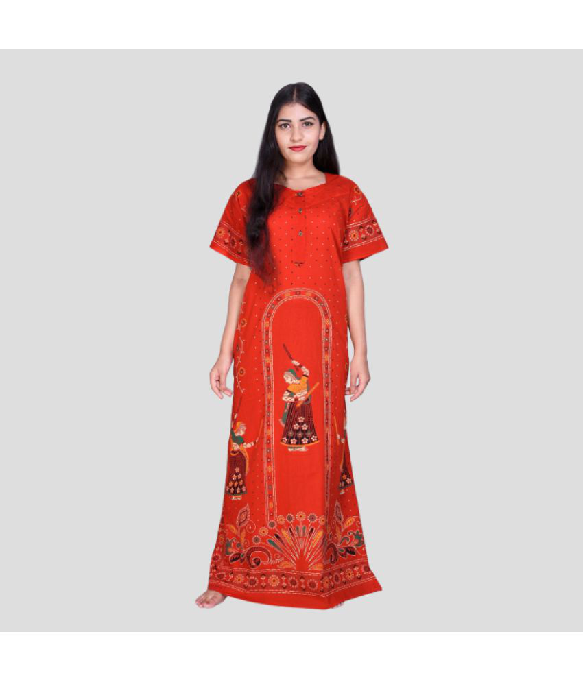     			Apratim - Orange Cotton Women's Nightwear Nighty & Night Gowns ( Pack of 1 )