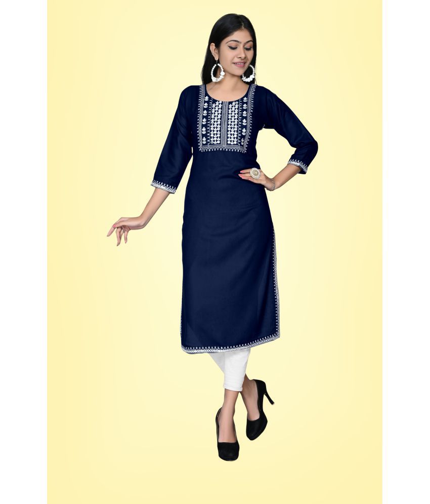 Kapadia  Navy Blue Rayon Womens Straight Kurti  Pack of 1   Buy  Kapadia  Navy Blue Rayon Womens Straight Kurti  Pack of 1  Online at  Best Prices in India on Snapdeal