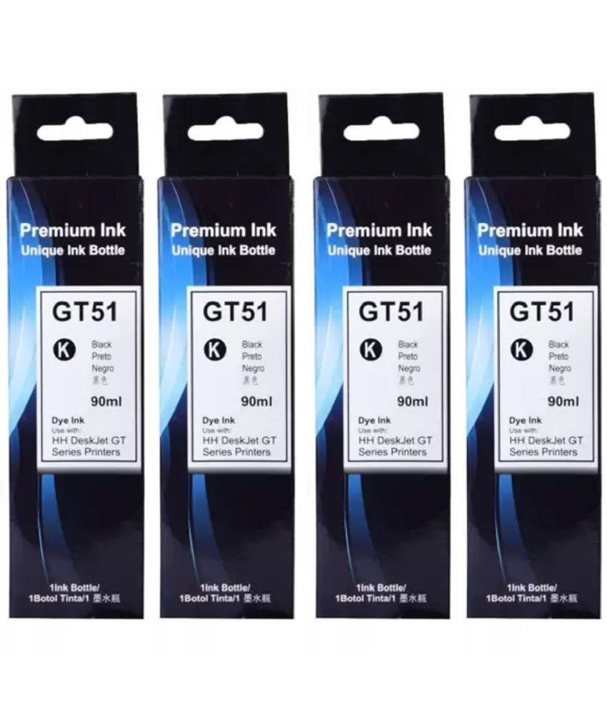     			zokio GT51 INK For 5810 Black Pack of 4 Cartridge for GT51 Ink ,5820,5821 310,315,316,319,410,415,416,419, Smart Tank 115,500,510,515,516,720,750,790