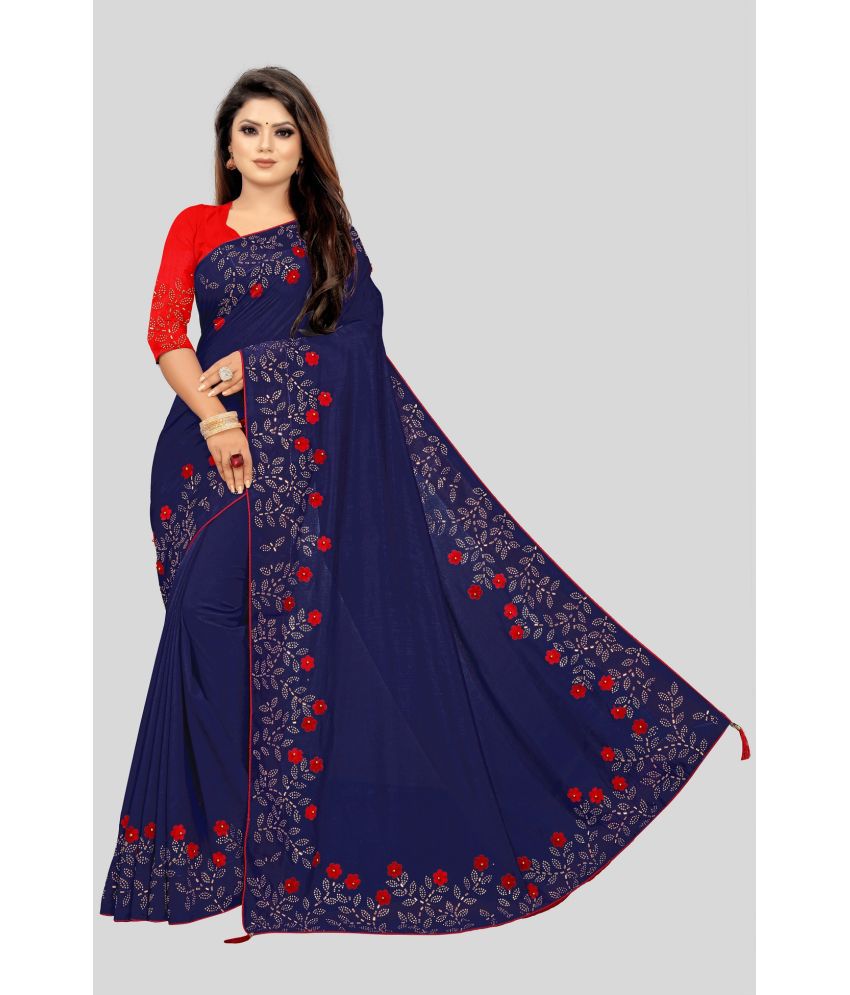     			Gazal Fashions - Blue Georgette Saree With Blouse Piece ( Pack of 1 )