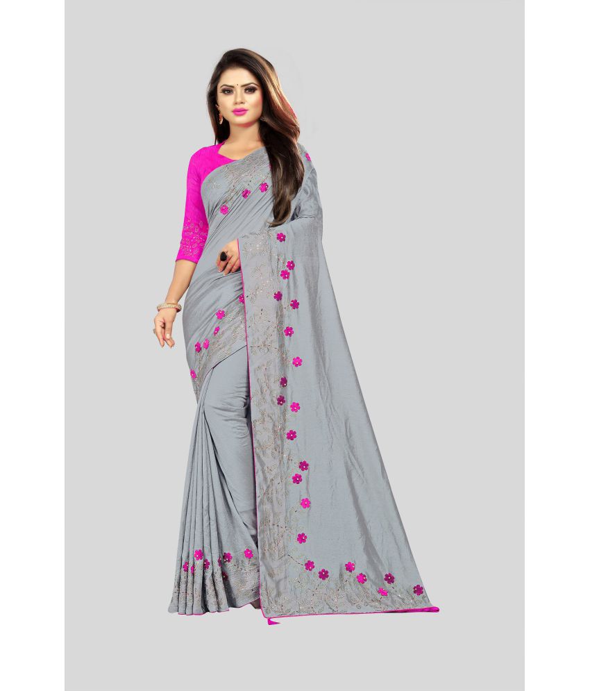     			Gazal Fashions - Grey Georgette Saree With Blouse Piece ( Pack of 1 )