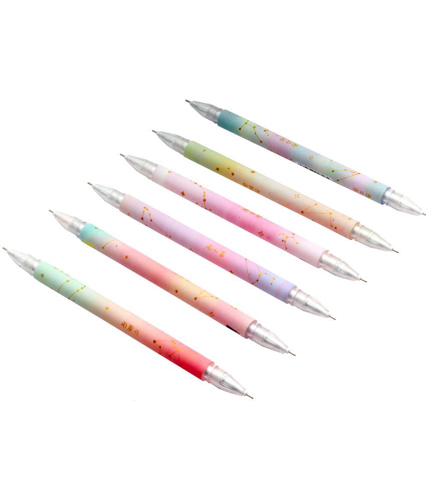     			Srpc Set Of 6 Morn Shine Two Color Gel Ink Roller Ball Pens For Kids & School Children