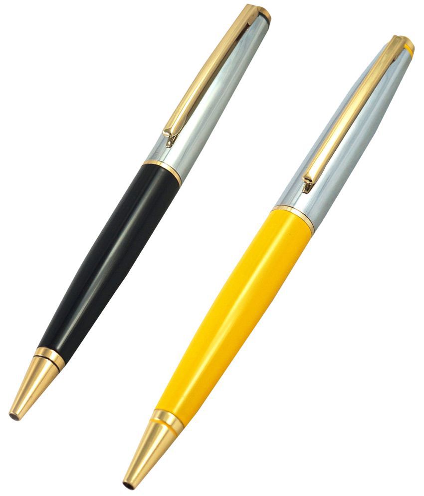     			auteur Premium Slim Metal Body Black & Yellow Color With Gold Clip Ball Pen Set Best Ball Pen Gift Set For Men & Women Professional Executive Office, Nice Pens