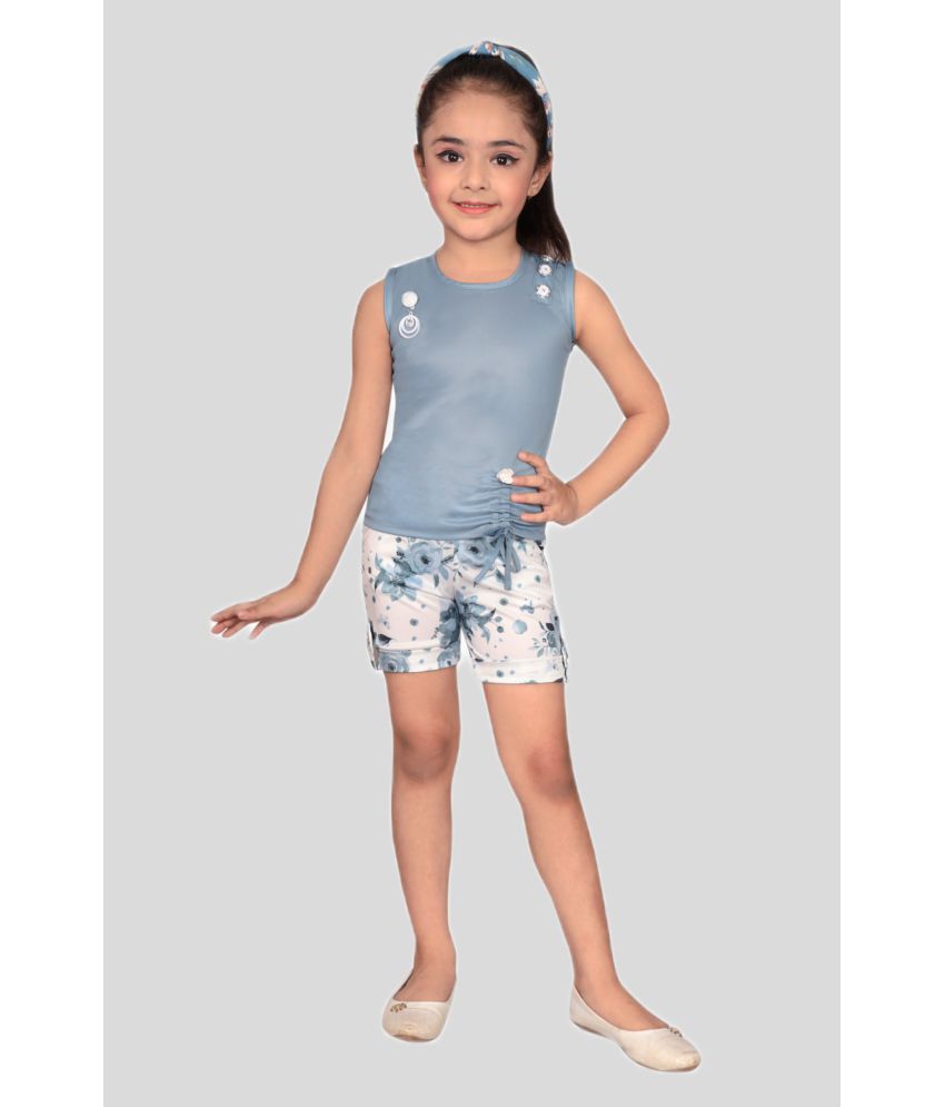    			High Fame - Gray Lycra Girls Top With Shorts ( Pack of 1 )