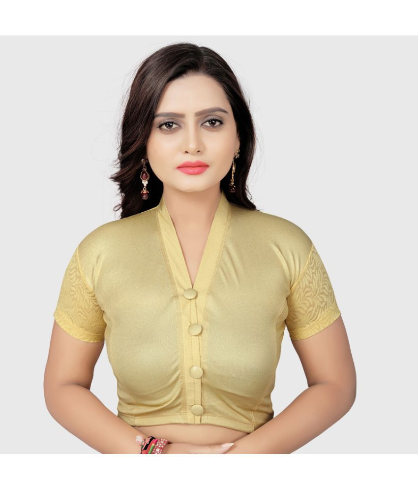     			NIKXTEX - Gold Readymade without Pad Cotton Blend Women's Blouse ( Pack of 1 )