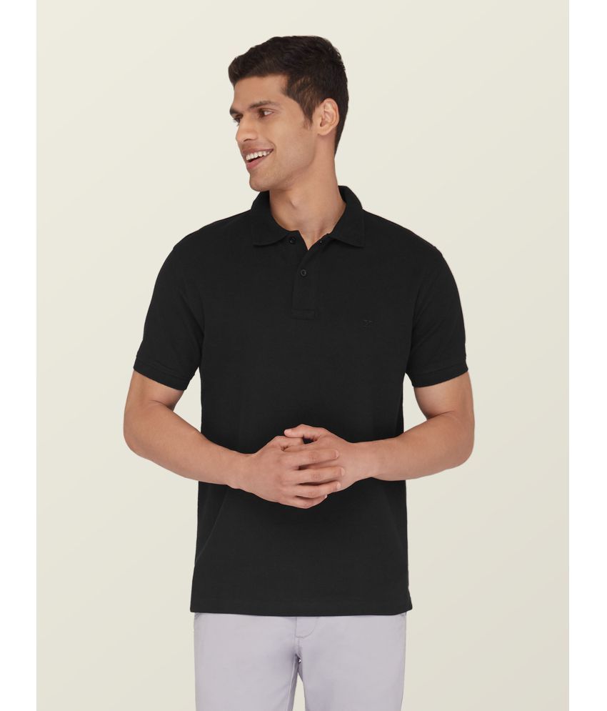     			XYXX Pack of 1 Cotton Regular Fit Solid Half Sleeves Men's Polo T Shirt ( Black )