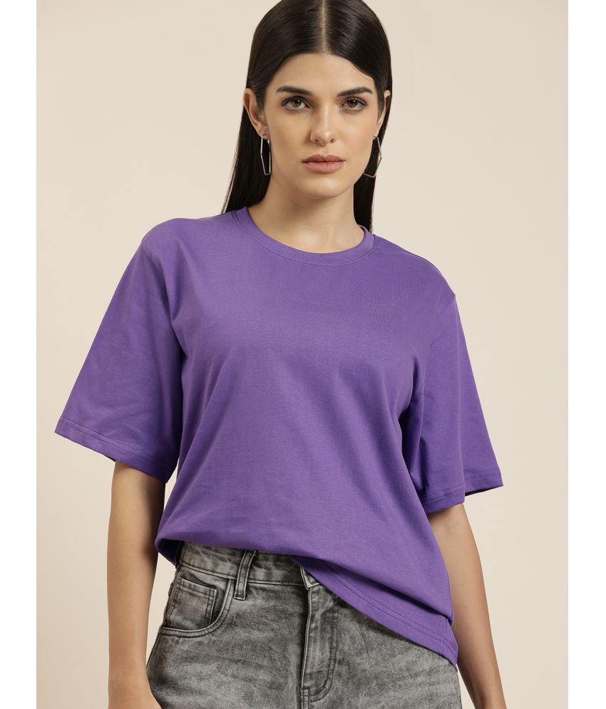     			Difference of Opinion - Purple Cotton Loose Fit Women's T-Shirt ( Pack of 1 )