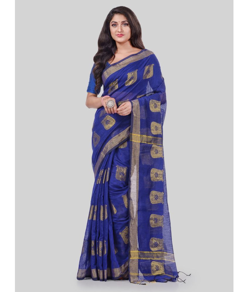     			Desh Bidesh - Blue Cotton Blend Saree With Blouse Piece ( Pack of 1 )