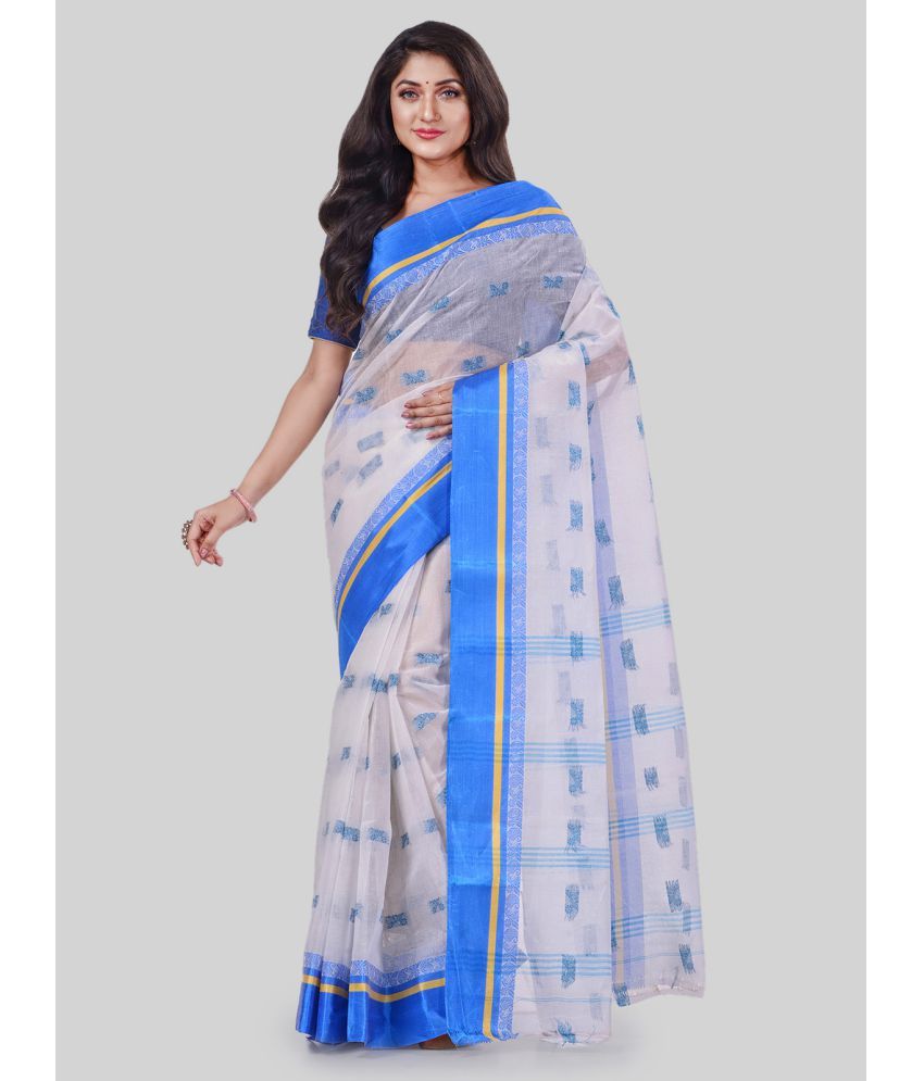     			Desh Bidesh - Blue Cotton Saree Without Blouse Piece ( Pack of 1 )