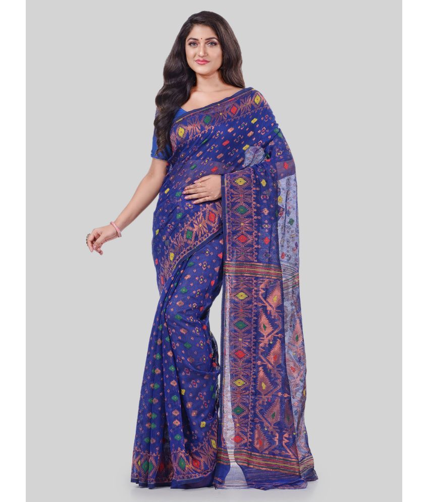     			Desh Bidesh - Blue Cotton Saree Without Blouse Piece ( Pack of 1 )