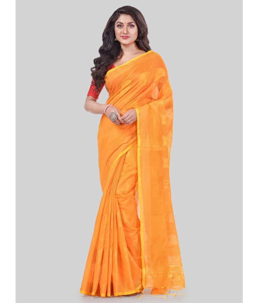     			Desh Bidesh - Yellow Cotton Blend Saree With Blouse Piece ( Pack of 1 )