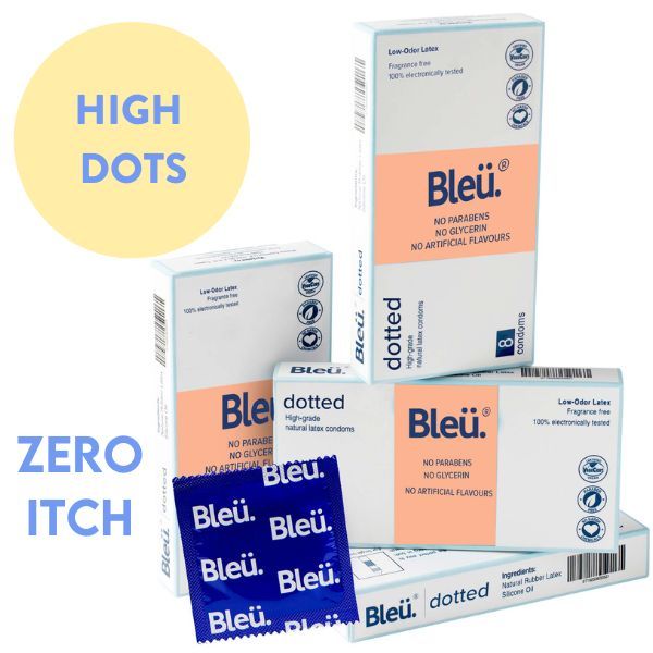 Bleu Natural Latex Non Toxic Unique Setting Raised Dotted Condoms