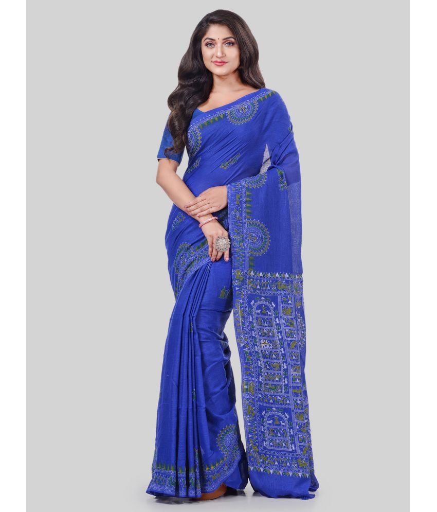     			Desh Bidesh - Blue Cotton Saree With Blouse Piece ( Pack of 1 )