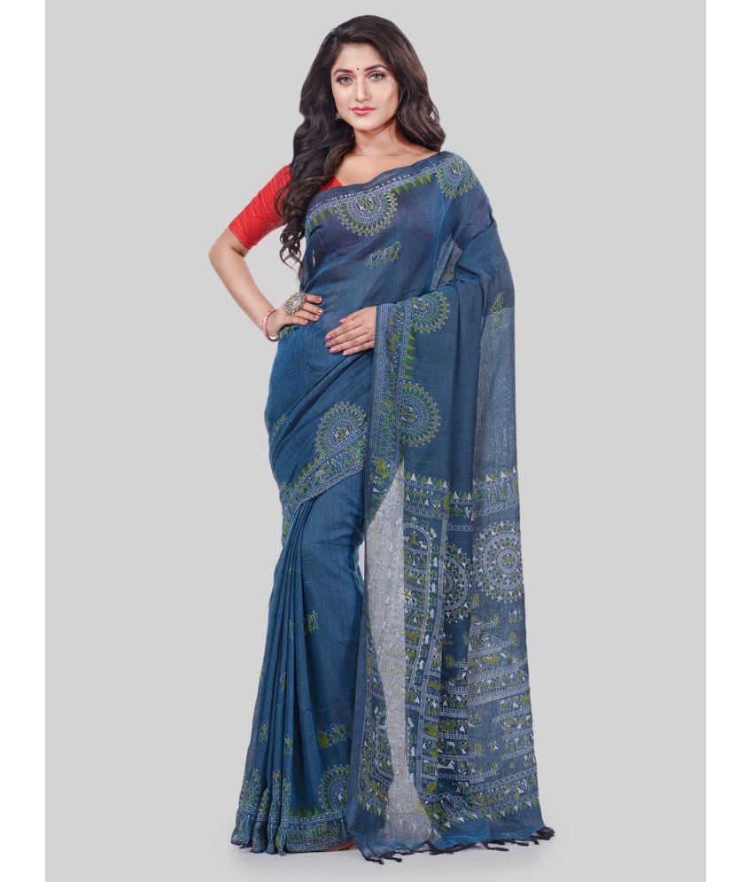     			Desh Bidesh - Blue Cotton Saree With Blouse Piece ( Pack of 1 )