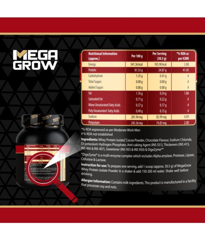 MEGAGROW Isolate for Muscle Growth Whey Protein Powder ( 1 kg
