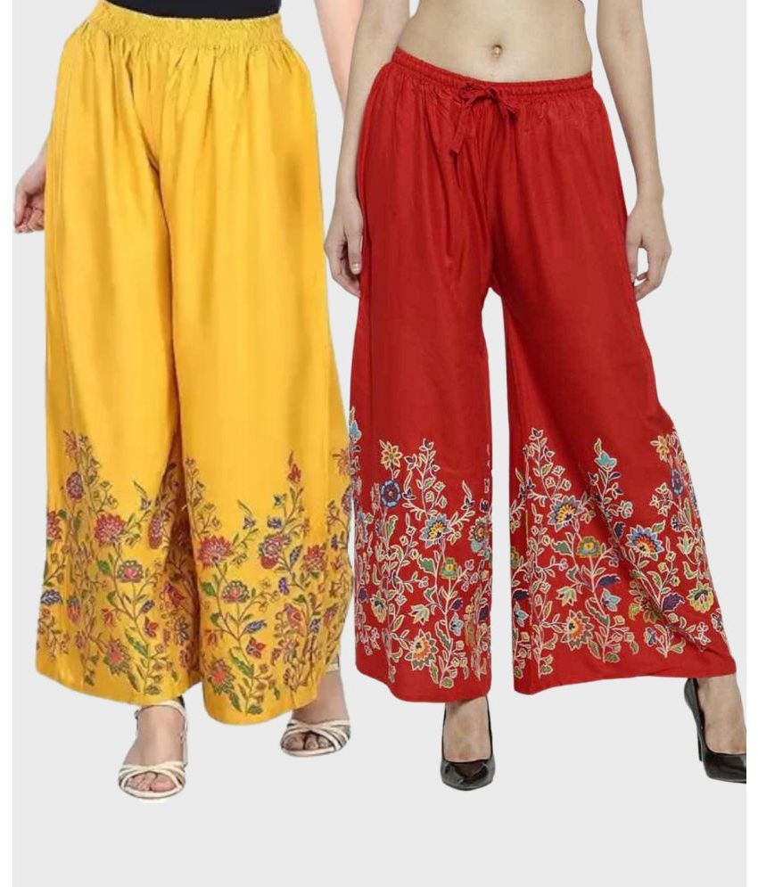     			MEYARA - Red Rayon Straight Women's Palazzos ( Pack of 2 )