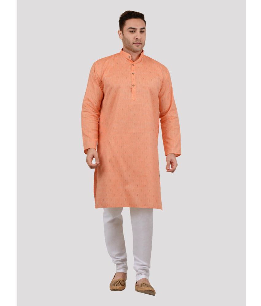     			Maharaja - Orange Linen Regular Fit Men's Kurta Pyjama Set ( Pack of 1 )