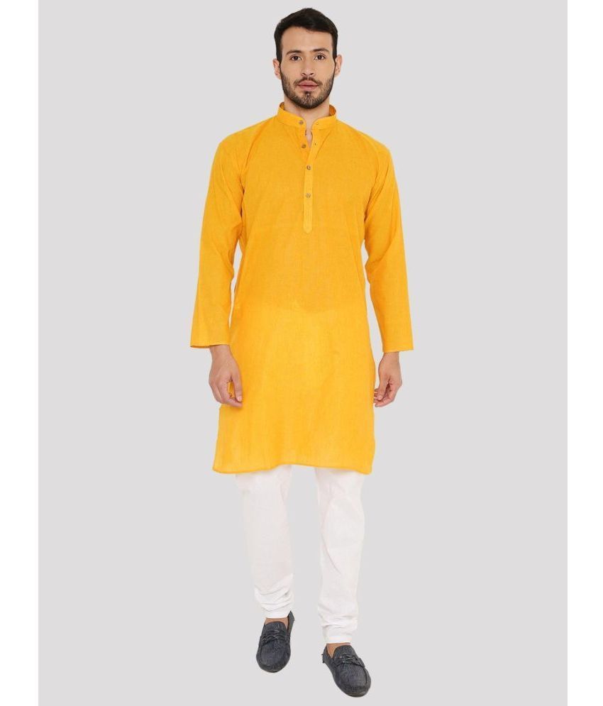     			Maharaja - Yellow Cotton Regular Fit Men's Kurta Pyjama Set ( Pack of 1 )