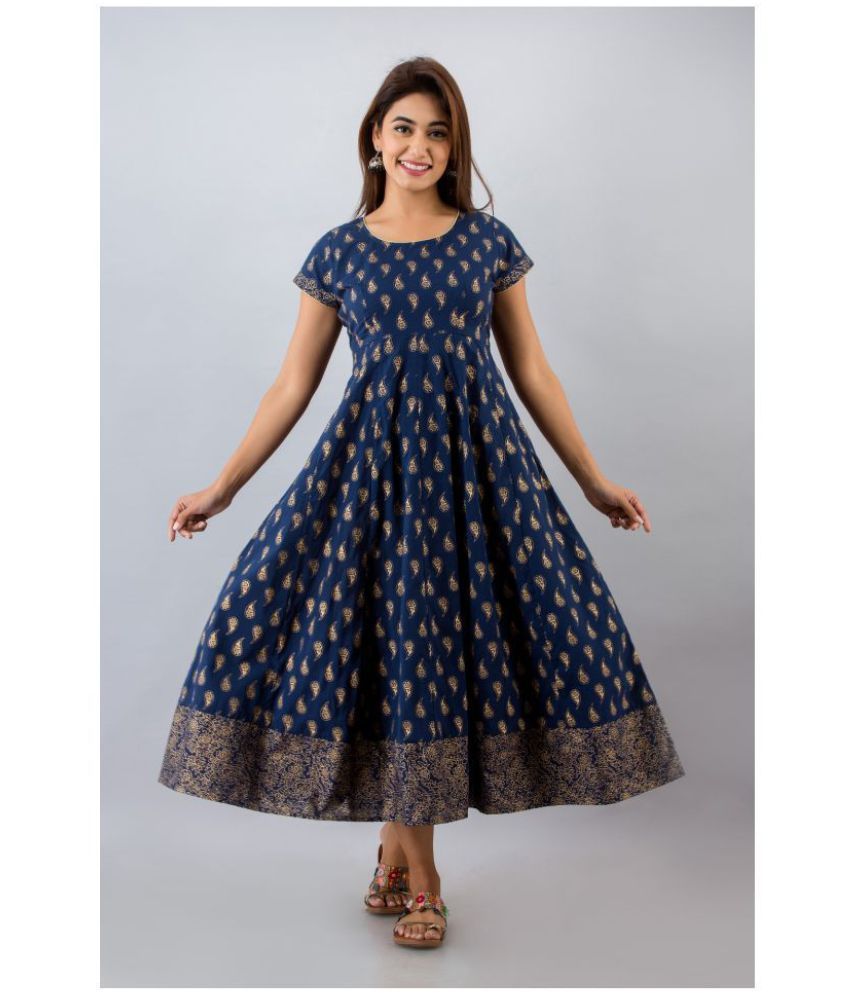     			SVARCHI - Blue Cotton Blend Women's Anarkali Kurti ( Pack of 1 )