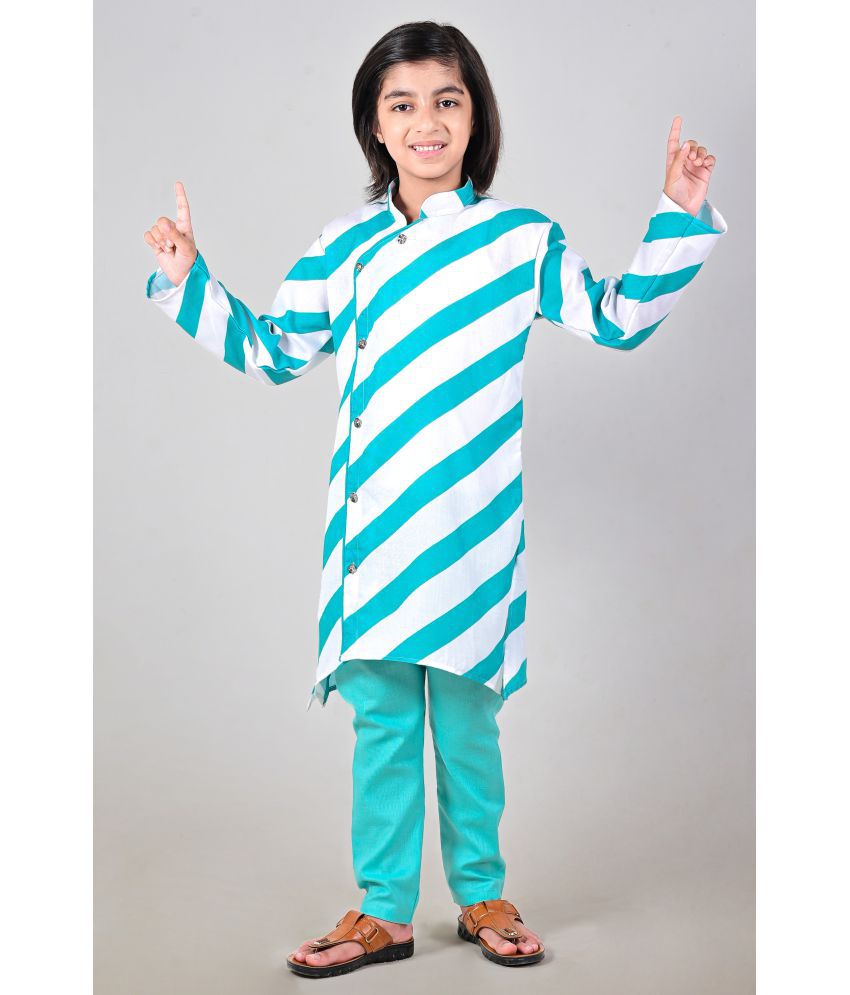     			Vesh - Green Cotton Blend Boys Kurta With Pyjama ( Pack of 1 )