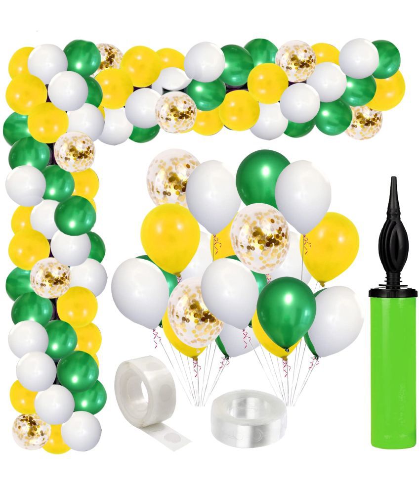     			Zyozi    Green Yellow Balloon Garland Arch Kit with Gold Confetti Balloons Set for Wedding Birthday Jungle Theme Balloons Baby Shower Decorations (Pack of 113)