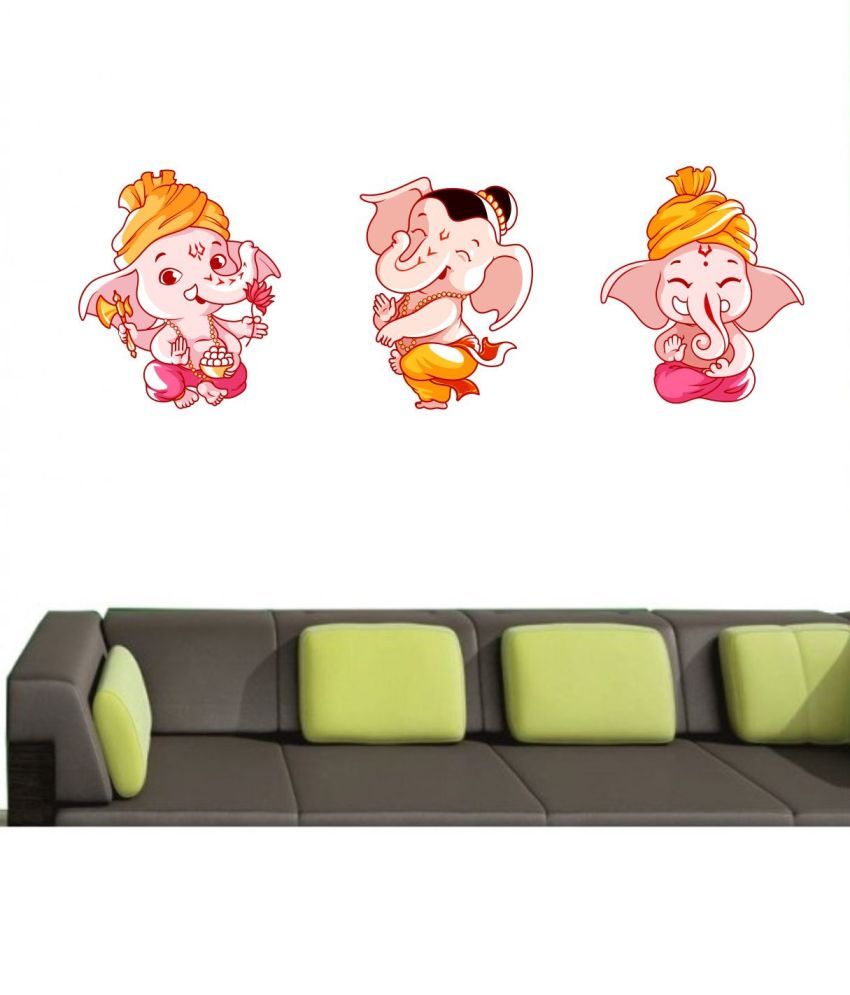     			Asmi Collection Set of 3 Cheering Little God Ganesha Wall Sticker ( 60 x 65 cms )