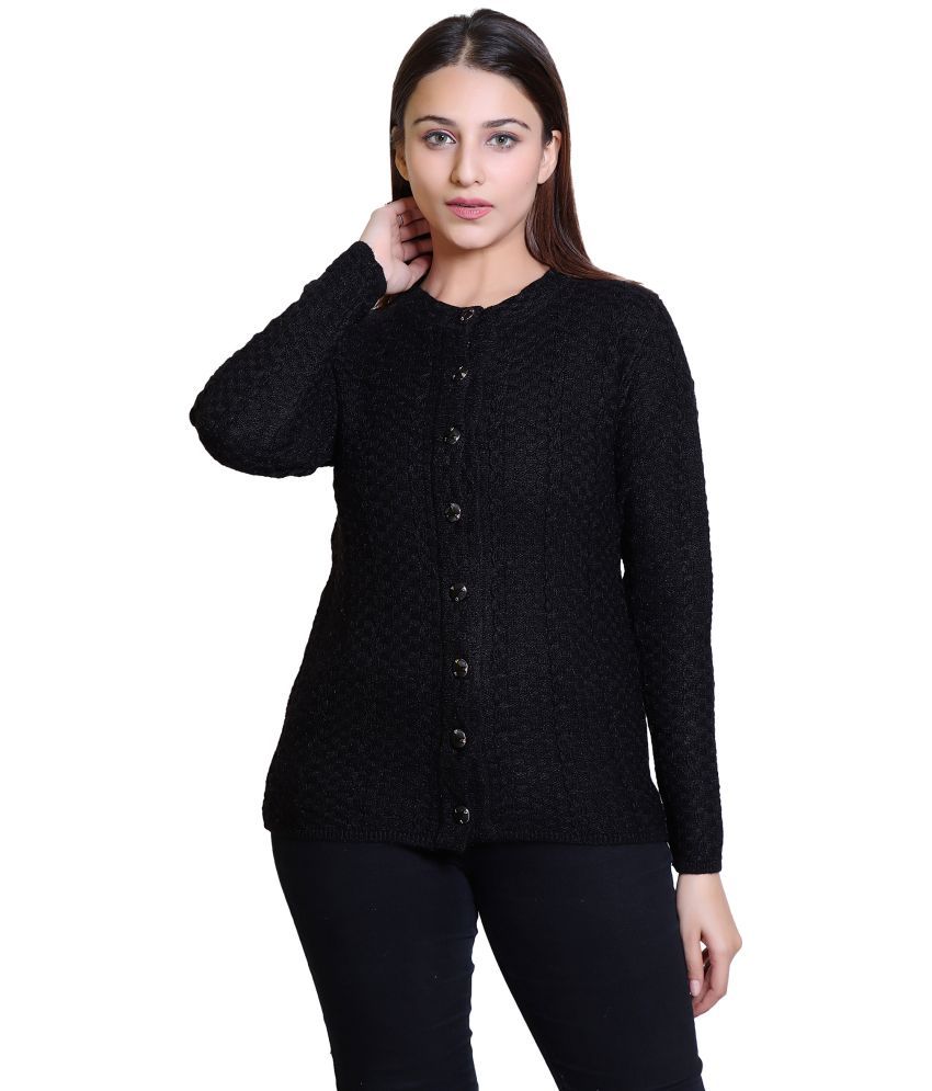     			Ogarti Woollen Black Buttoned Cardigans - Single