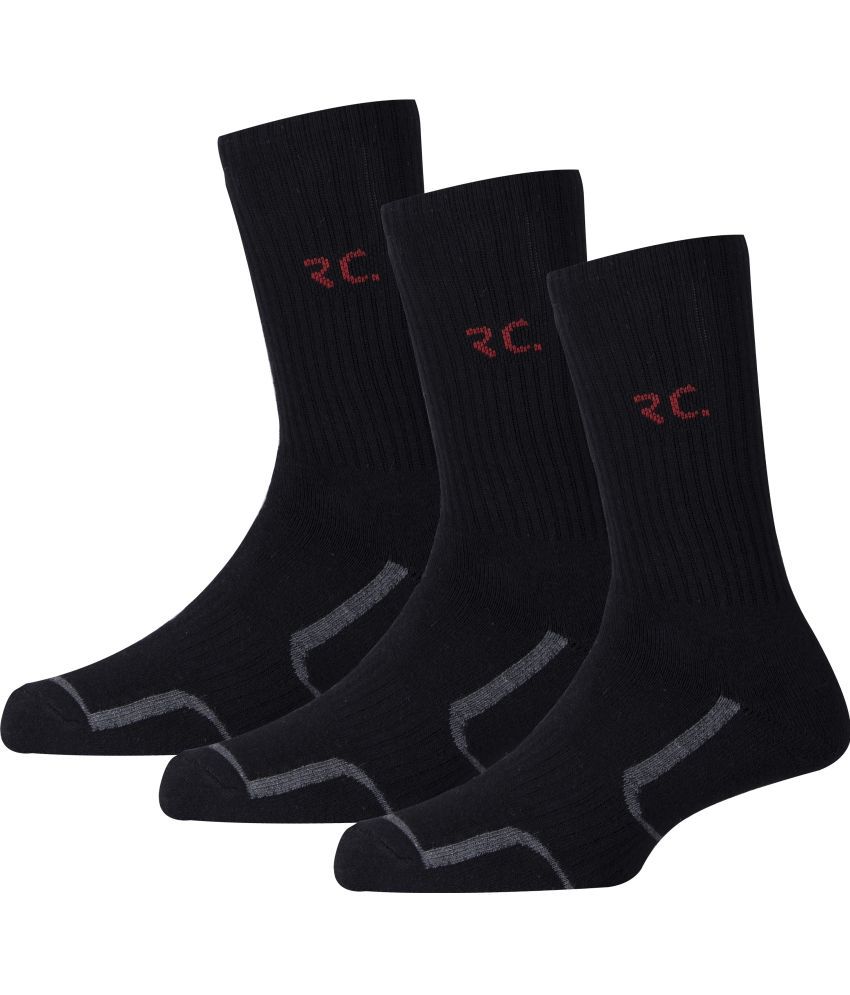     			RC. ROYAL CLASS - Cotton Men's Striped Black Mid Length Socks ( Pack of 3 )