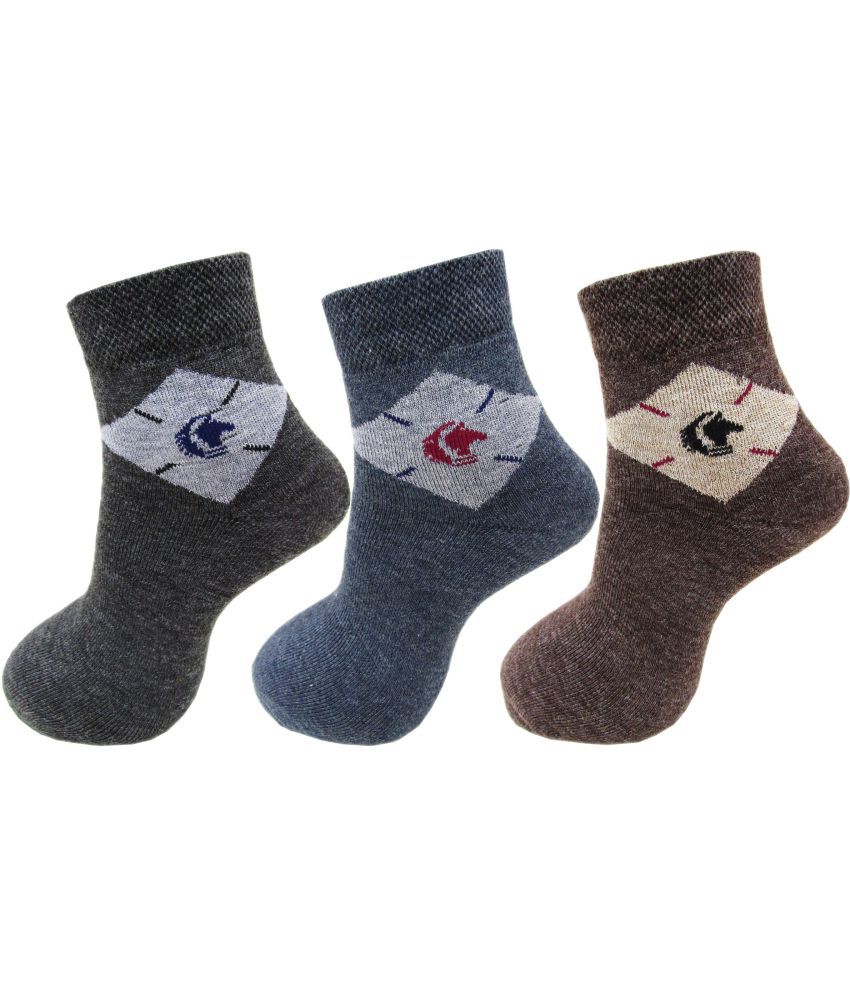    			RC. ROYAL CLASS - Woollen Men's Self Design Multicolor Ankle Length Socks ( Pack of 3 )