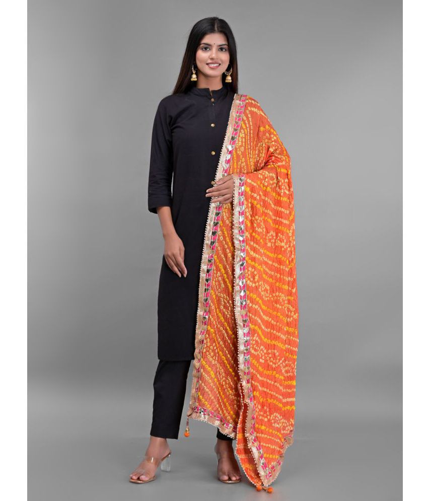     			Anjaneya Creations - Orange Silk Women's Dupatta - ( Pack of 1 )