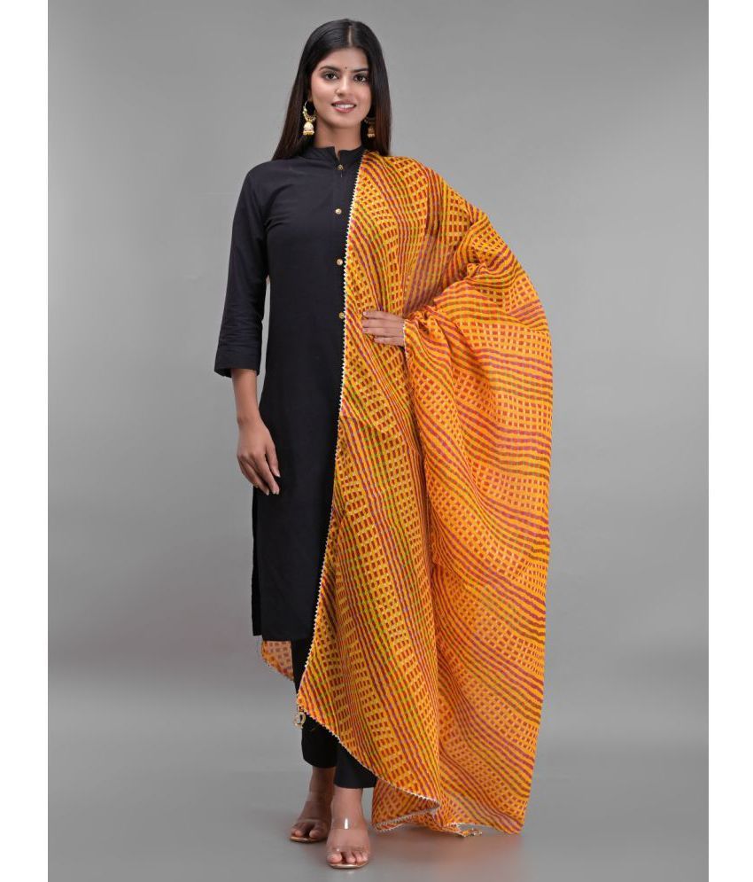     			Anjaneya Creations - Yellow Cotton Women's Dupatta - ( Pack of 1 )