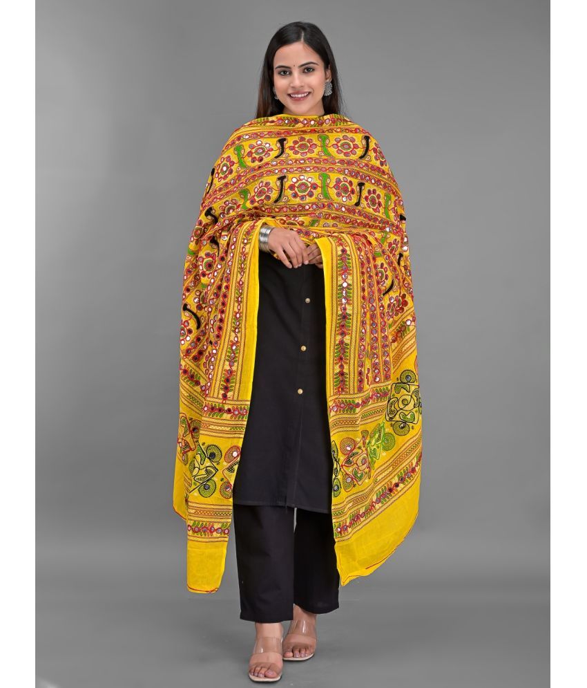     			Anjaneya Creations - Yellow Cotton Women's Dupatta - ( Pack of 1 )